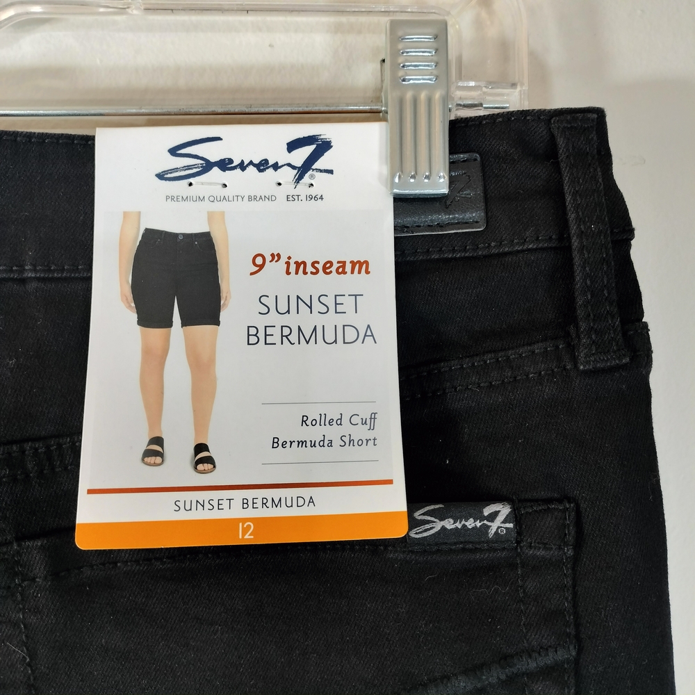 Seven7 Women's Sunset Bermuda Rolled Cuff Shorts - Black NWT